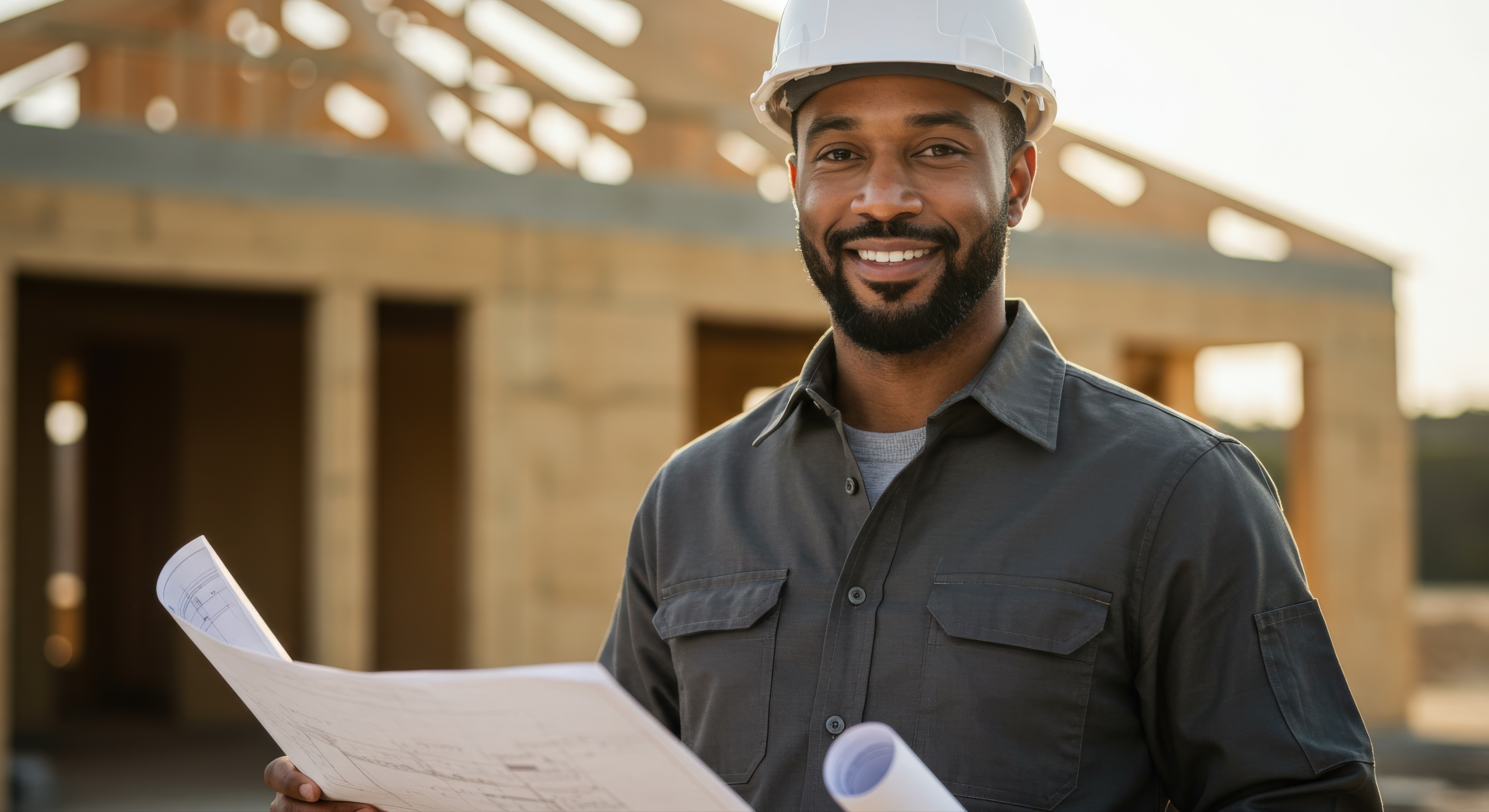 Project manager on site reviewing plans